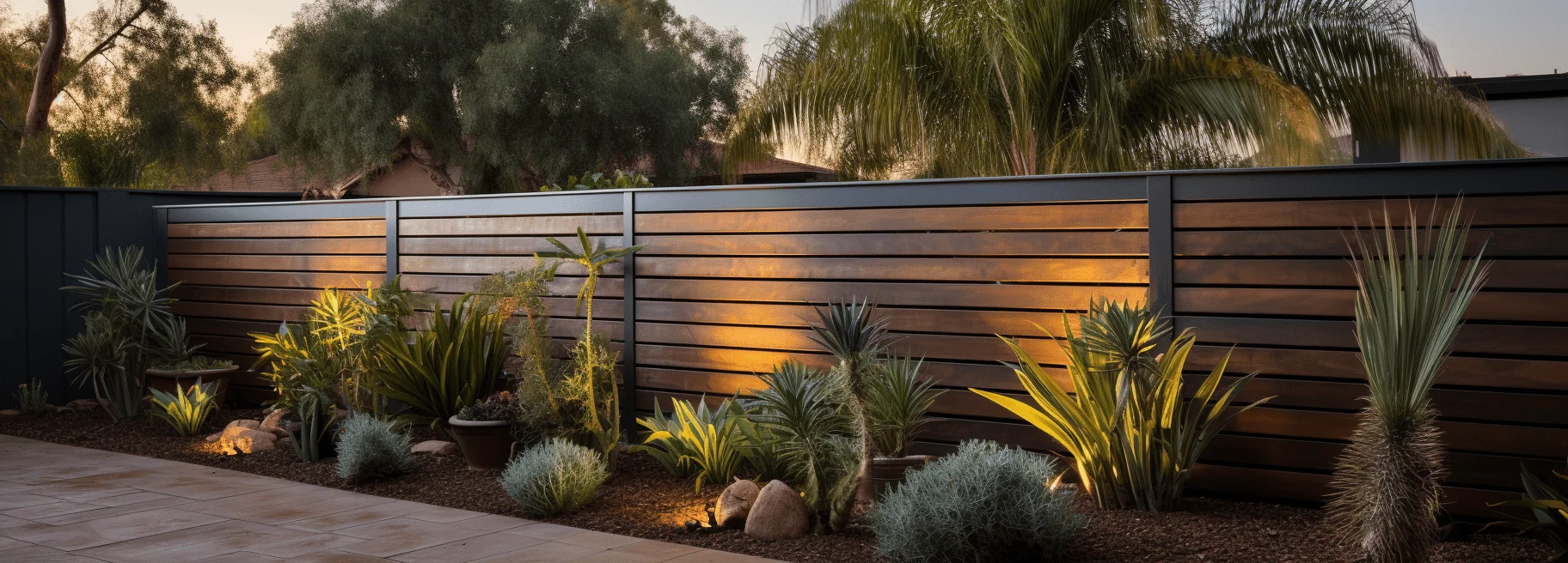 Aluminum-wood fence example in San Diego