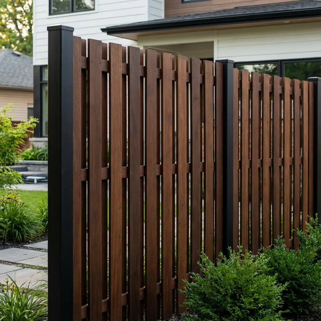 Board on board hardwood fence