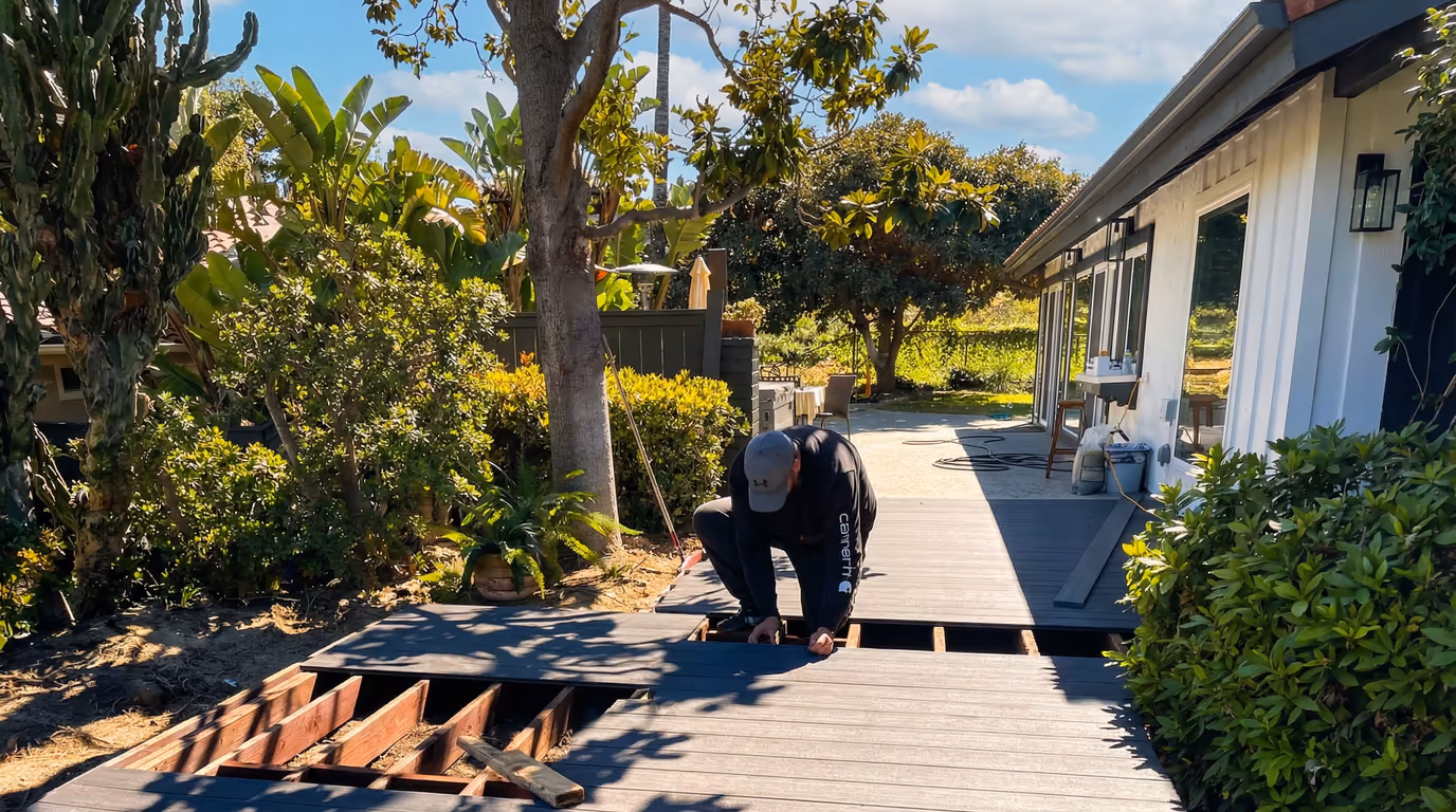 Custom composite deck installation in Encinitas