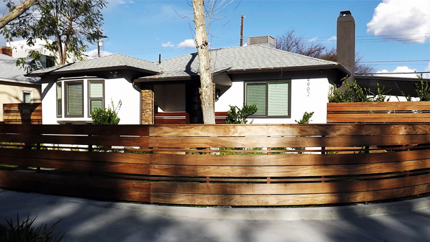 modern curved wood fence